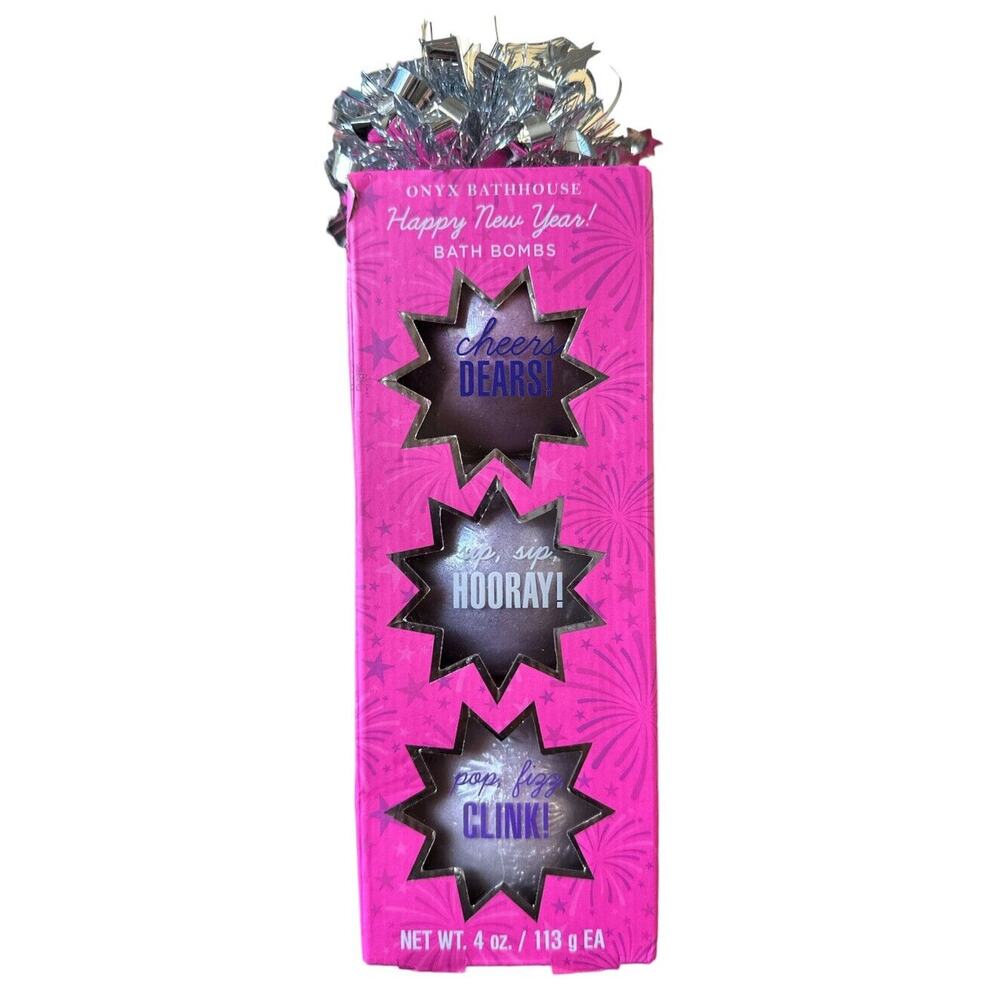 ONYX BATHHOUSE Happy New Year! BATH BOMBS - 3 Pack Gift Package 4oz Each
